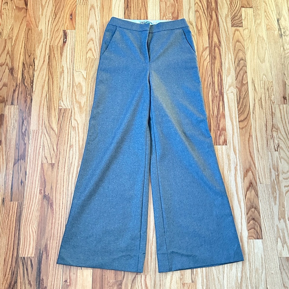 Zara Gray Wide Leg Pants - Picture 4 of 15